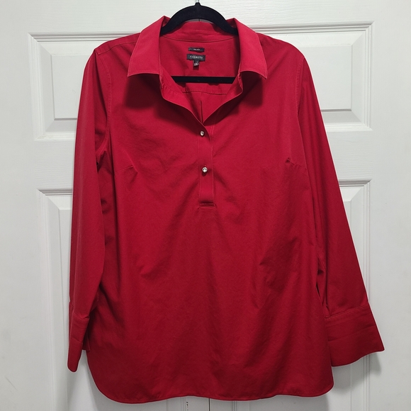 Talbots Non-iron‎ Long Sleeve Button Down Shirt Size 12 Red - Picture 1 of 9